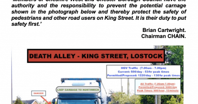 Open message from CHAIN to All Members of CWAC Council CHAIN King St, Northwich HGV Facts